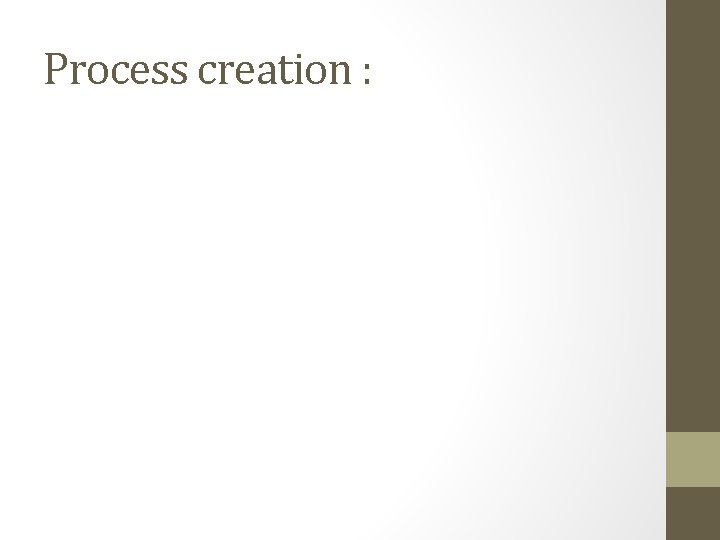 Process creation : 