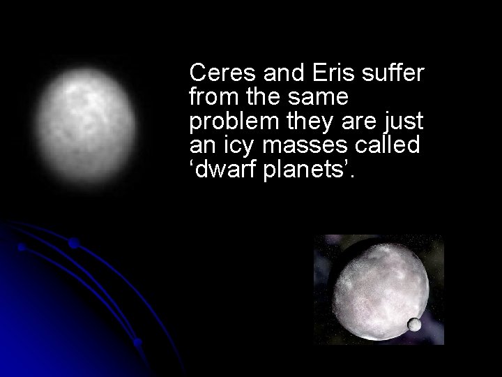 Ceres and Eris suffer from the same problem they are just an icy masses