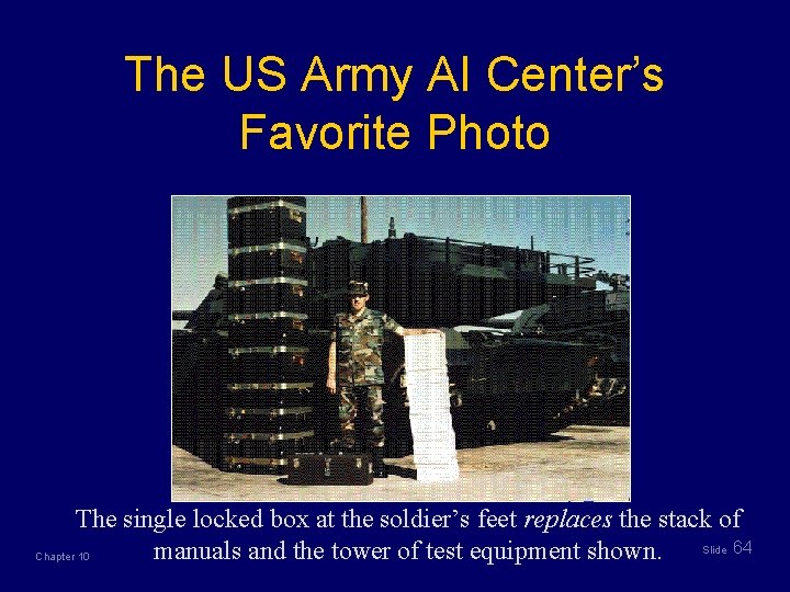 The US Army AI Center’s Favorite Photo The single locked box at the soldier’s