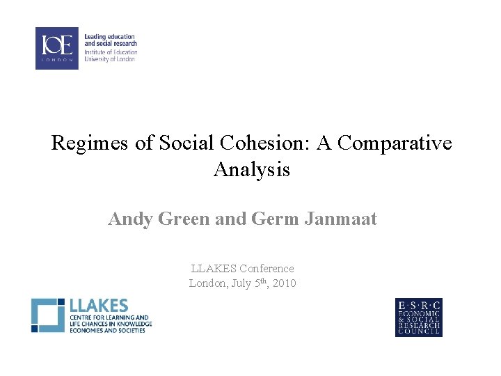 Regimes of Social Cohesion A Comparative Analysis Andy