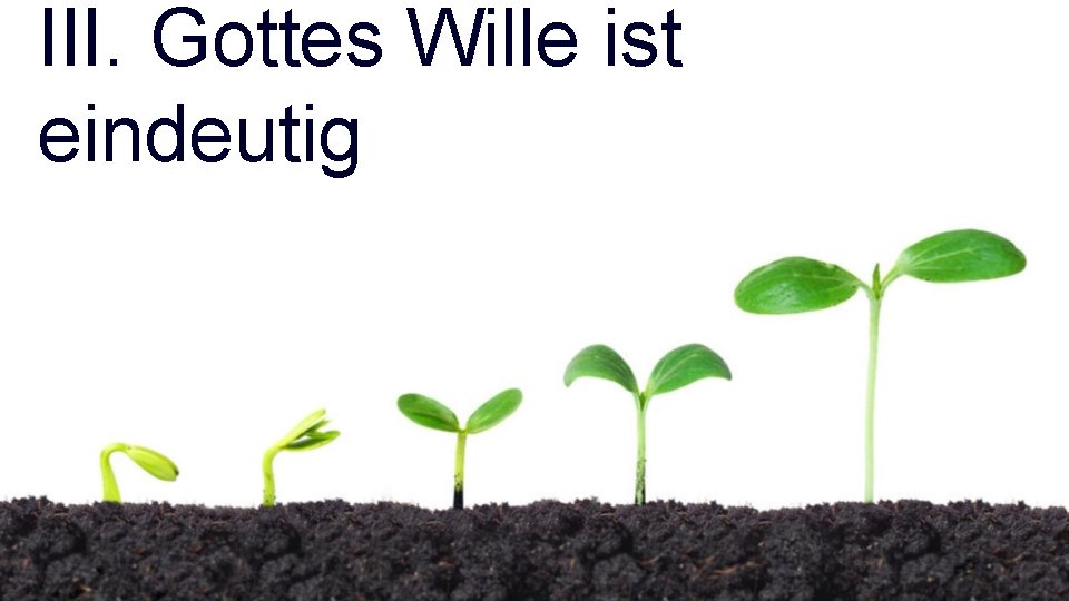 III. Gottes Wille ist eindeutig 