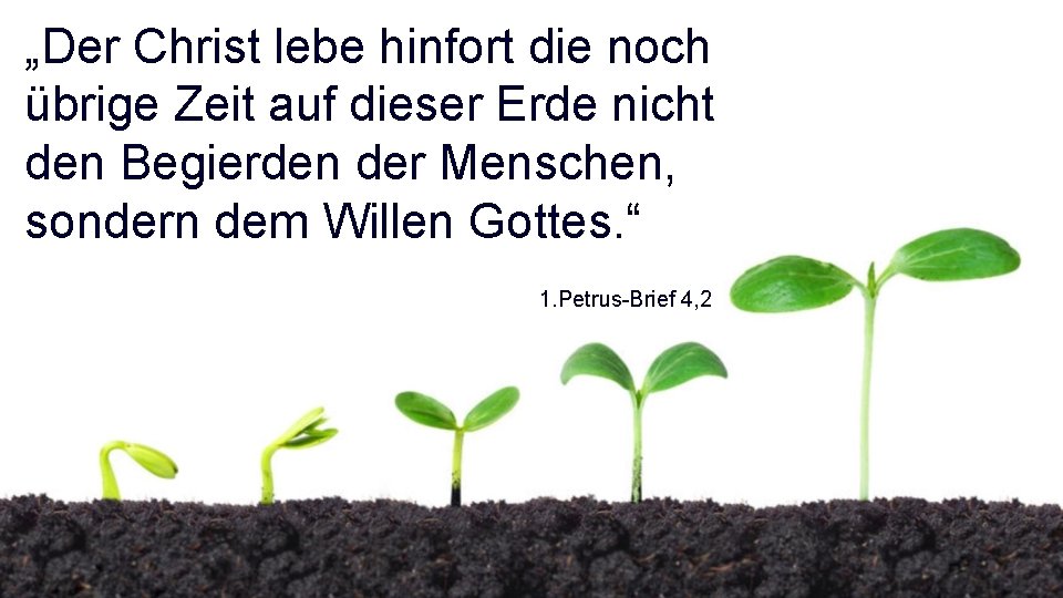 „Der Christ lebe hinfort die noch übrige Zeit auf dieser Erde nicht den Begierden