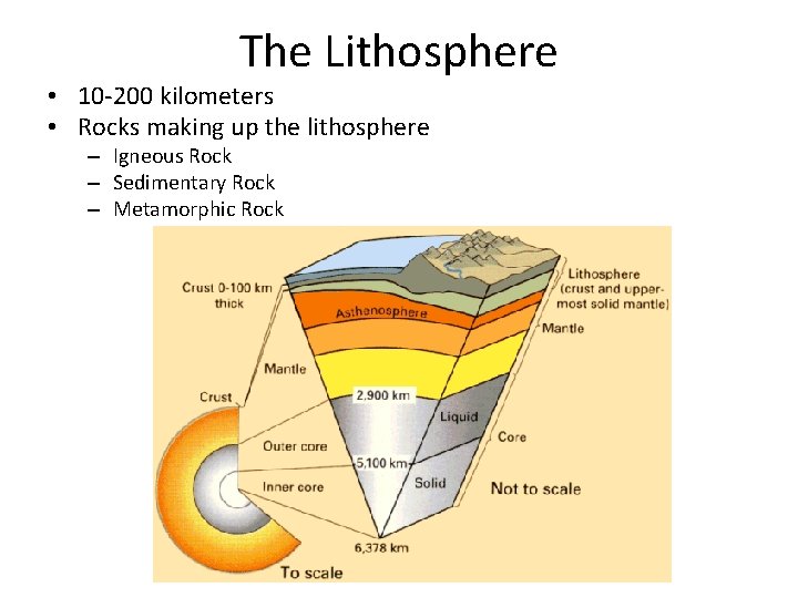 The Lithosphere • 10 -200 kilometers • Rocks making up the lithosphere – Igneous