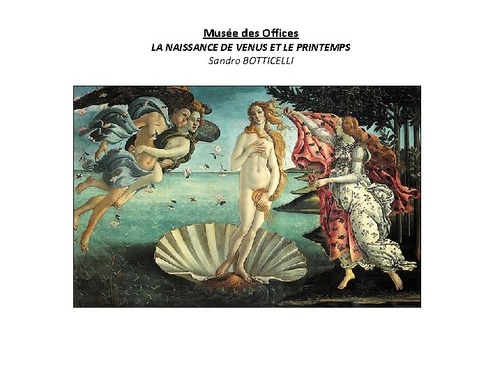 Musée des Offices LA NAISSANCE DE VENUS ET LE PRINTEMPS Sandro BOTTICELLI Musée des Offices LA NAISSANCE DE VENUS ET LE PRINTEMPS Sandro BOTTICELLI