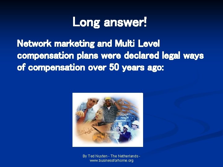 Long answer! Network marketing and Multi Level compensation plans were declared legal ways of Long answer! Network marketing and Multi Level compensation plans were declared legal ways of
