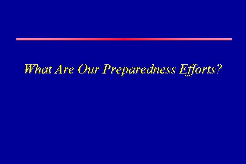 What Are Our Preparedness Efforts? 