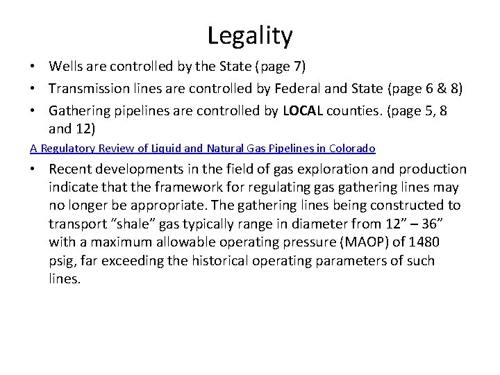 Legality • Wells are controlled by the State (page 7) • Transmission lines are