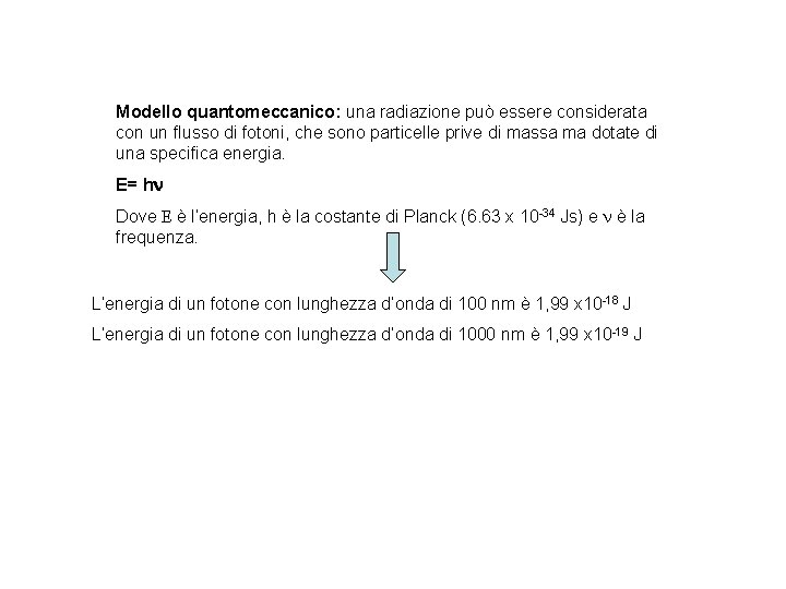 Modello quantomeccanico: una radiazione può essere considerata con un flusso di fotoni, che sono