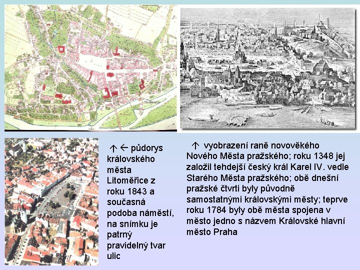 vyobrazení raně novověkého Nového Města pražského; roku 1348 jej založil tehdejší český král Karel