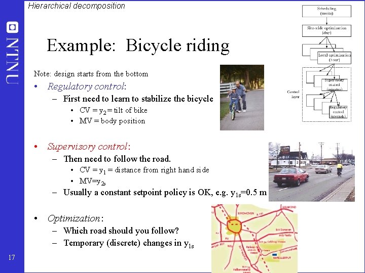 Hierarchical decomposition Example: Bicycle riding Note: design starts from the bottom • Regulatory control:
