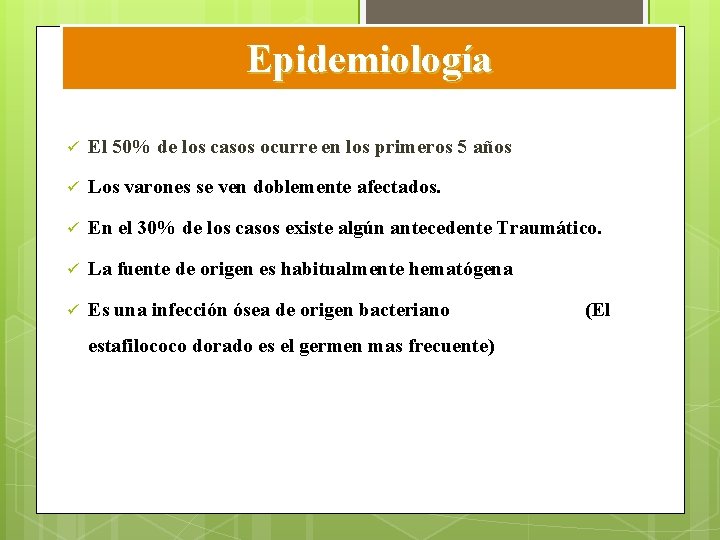 Epidemiología ü El 50% de los casos ocurre en los primeros 5 años ü Epidemiología ü El 50% de los casos ocurre en los primeros 5 años ü