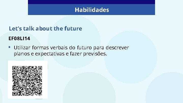 Habilidades Let’s talk about the future EF 08 LI 14 • Utilizar formas verbais