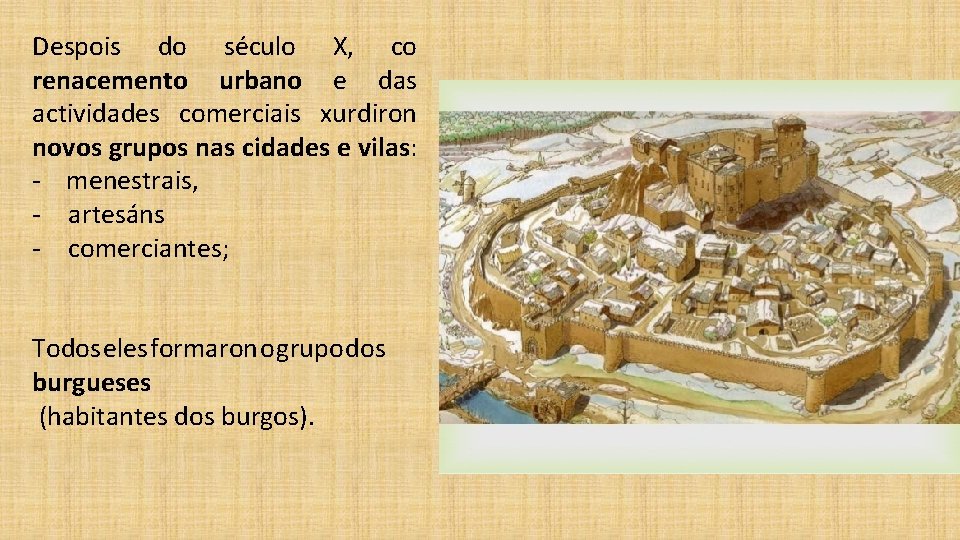 Despois do século X, co renacemento urbano e das actividades comerciais xurdiron novos grupos