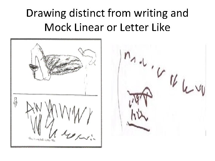 Drawing distinct from writing and Mock Linear or Letter Like 