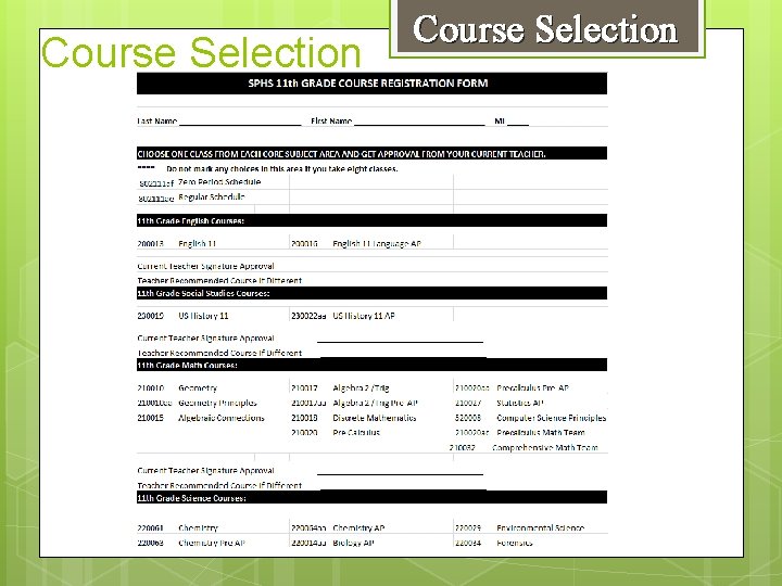 Course Selection 