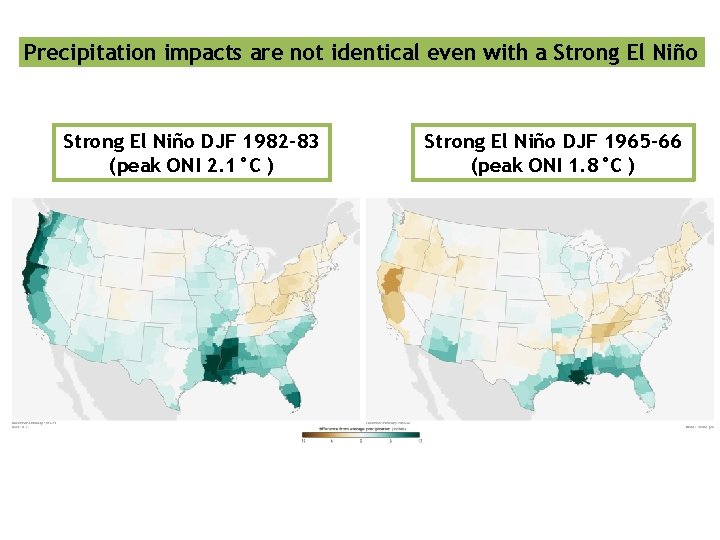 Precipitation impacts are not identical even with a Strong El Niño DJF 1982 -83