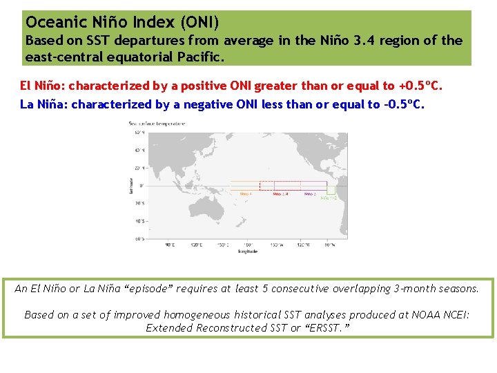 Oceanic Niño Index (ONI) Based on SST departures from average in the Niño 3.