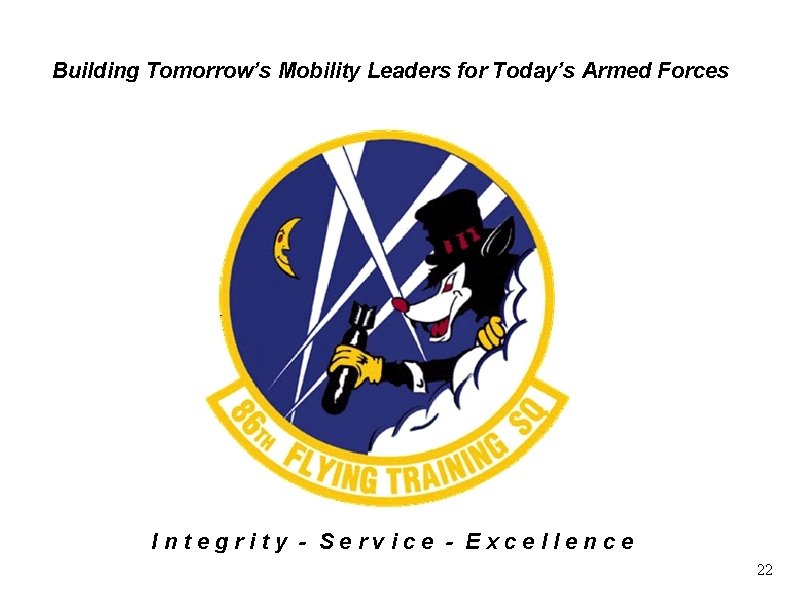 Building Tomorrow’s Mobility Leaders for Today’s Armed Forces Integrity - Service - Excellence 22