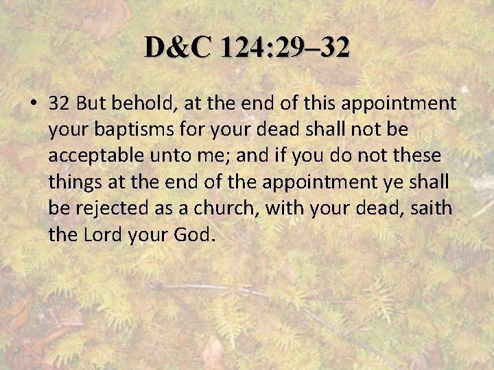 D&C 124: 29– 32 • 32 But behold, at the end of this appointment