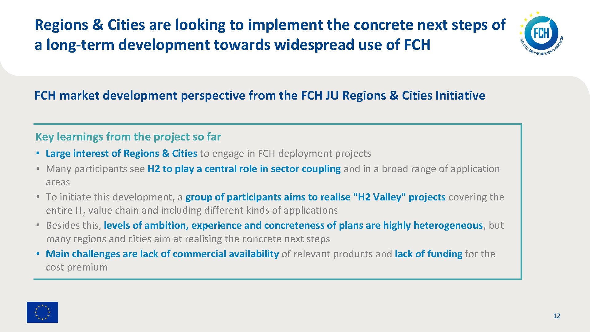 Regions & Cities are looking to implement the concrete next steps of a long-term