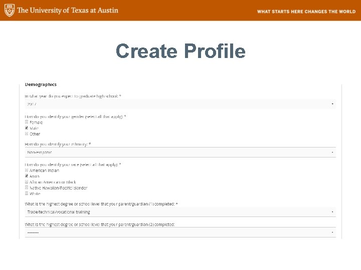 Create Profile 
