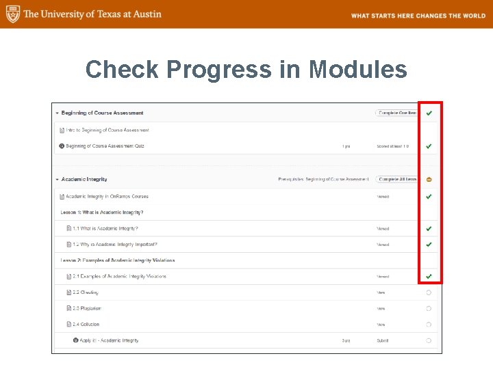 Check Progress in Modules 
