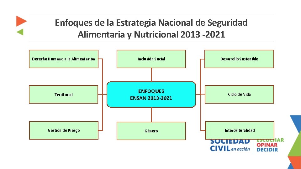 Enfoques de la Estrategia Nacional de Seguridad Alimentaria y Nutricional 2013 -2021 Derecho Humano