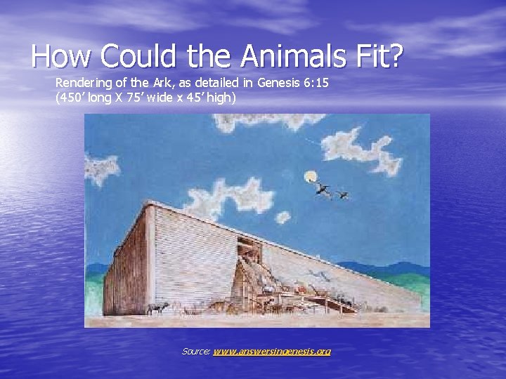 How Could the Animals Fit? Rendering of the Ark, as detailed in Genesis 6: