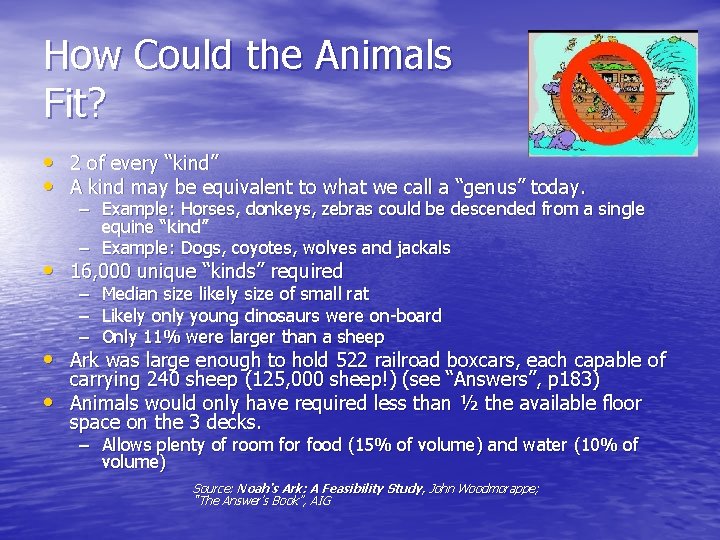 How Could the Animals Fit? • 2 of every “kind” • A kind may