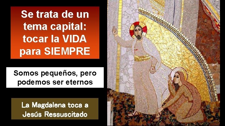 Se trata de un tema capital: tocar la VIDA para SIEMPRE Somos pequeños, pero