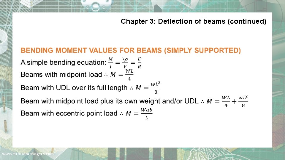Chapter 3: Deflection of beams (continued) www. futuremanagers. com 