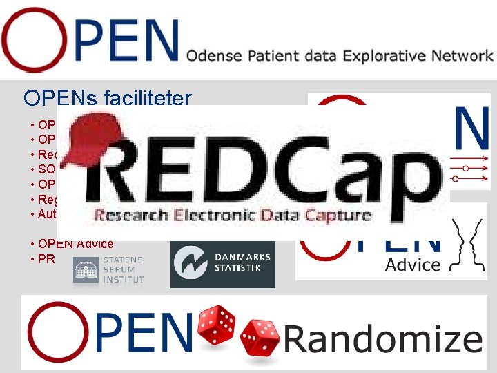 OPENs faciliteter • OPEN Projects - Biobank • OPEN Projects - Database • Red.