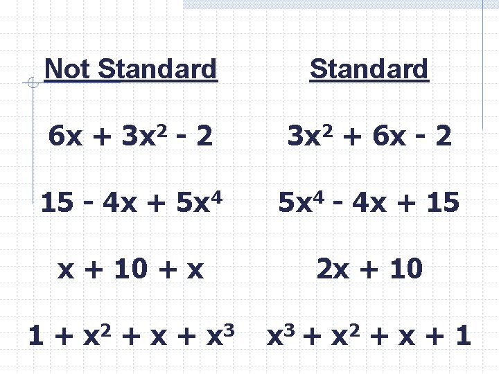 Not Standard 6 x + 3 x 2 - 2 3 x 2 +