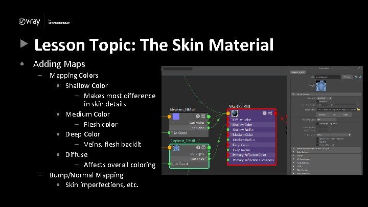 Lesson Topic: The Skin Material • Adding Maps – Mapping Colors • Shallow Color