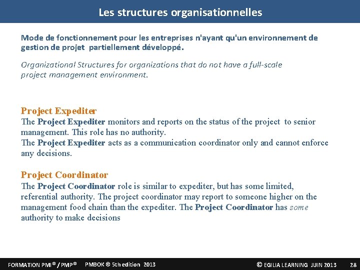 Les structures organisationnelles Mode de fonctionnement pour les entreprises n'ayant qu'un environnement de gestion