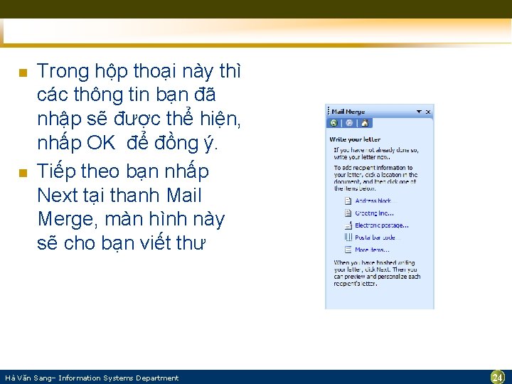 n n Trong hộp thoại này thì các thông tin bạn đã nhập sẽ