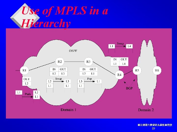 Use of MPLS in a Hierarchy 國立清華大學資訊系黃能富教授 89 