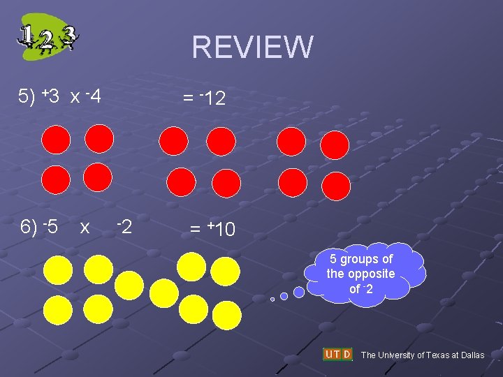 REVIEW 5) +3 x -4 6) -5 x = -12 -2 = +10 5