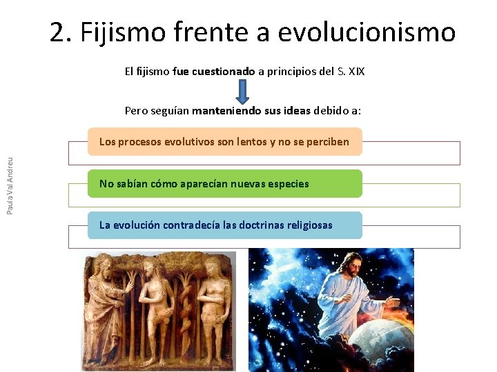 2. Fijismo frente a evolucionismo El fijismo fue cuestionado a principios del S. XIX