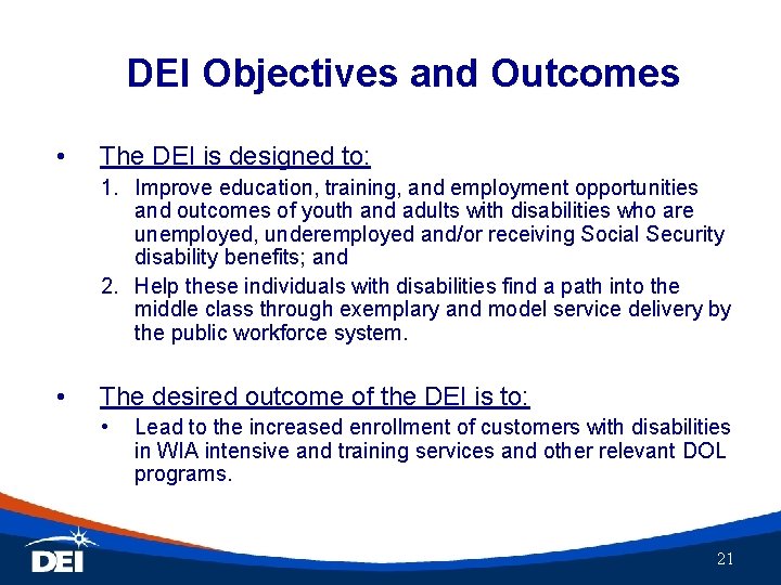 Overview of the Disability Employment Initiative Improving Effective