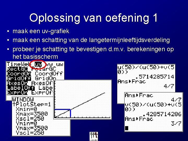 Oplossing van oefening 1 • maak een uv-grafiek • maak een schatting van de Oplossing van oefening 1 • maak een uv-grafiek • maak een schatting van de