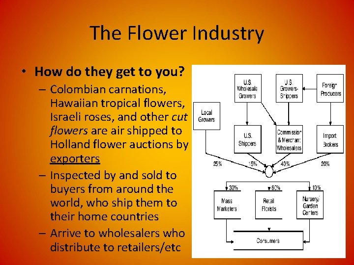 The Flower Industry • How do they get to you? – Colombian carnations, Hawaiian The Flower Industry • How do they get to you? – Colombian carnations, Hawaiian