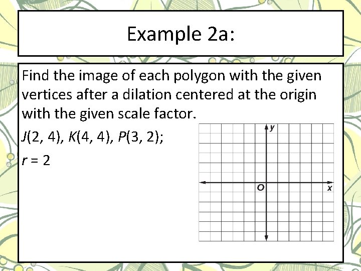 Example 2 a: Find the image of each polygon with the given vertices after