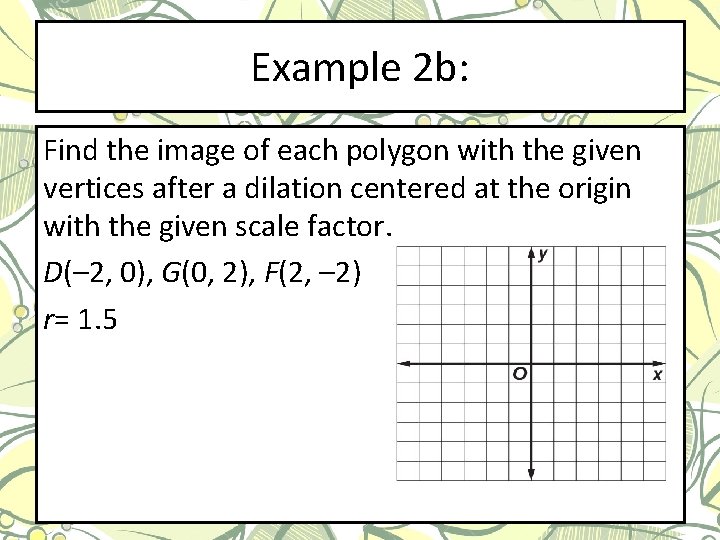 Example 2 b: Find the image of each polygon with the given vertices after