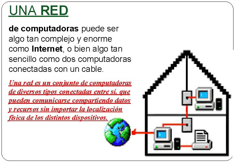 UNA RED de computadoras puede ser algo tan complejo y enorme como Internet, Internet