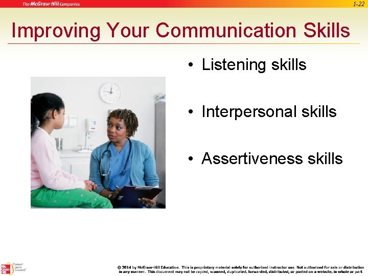 1 -22 Improving Your Communication Skills • Listening skills • Interpersonal skills • Assertiveness
