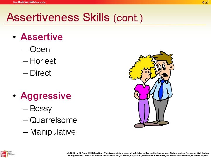 4 -27 Assertiveness Skills (cont. ) • Assertive – Open – Honest – Direct