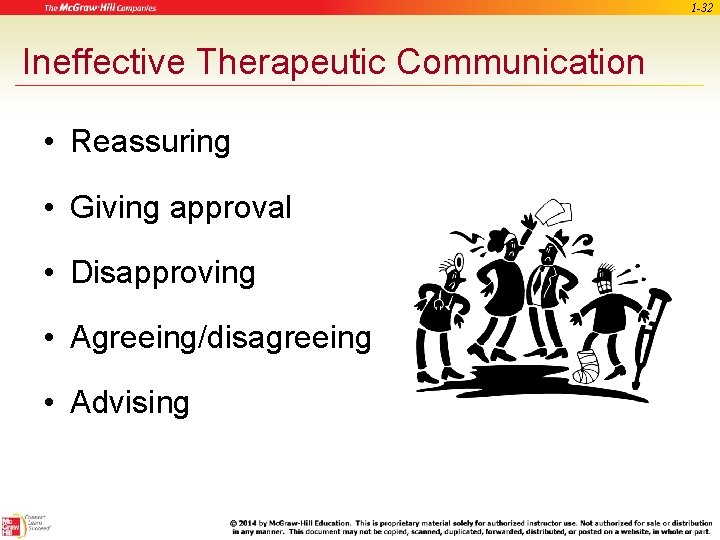 1 -32 Ineffective Therapeutic Communication • Reassuring • Giving approval • Disapproving • Agreeing/disagreeing