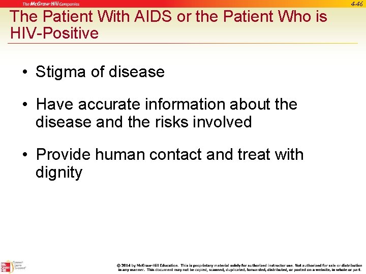 4 -46 The Patient With AIDS or the Patient Who is HIV-Positive • Stigma