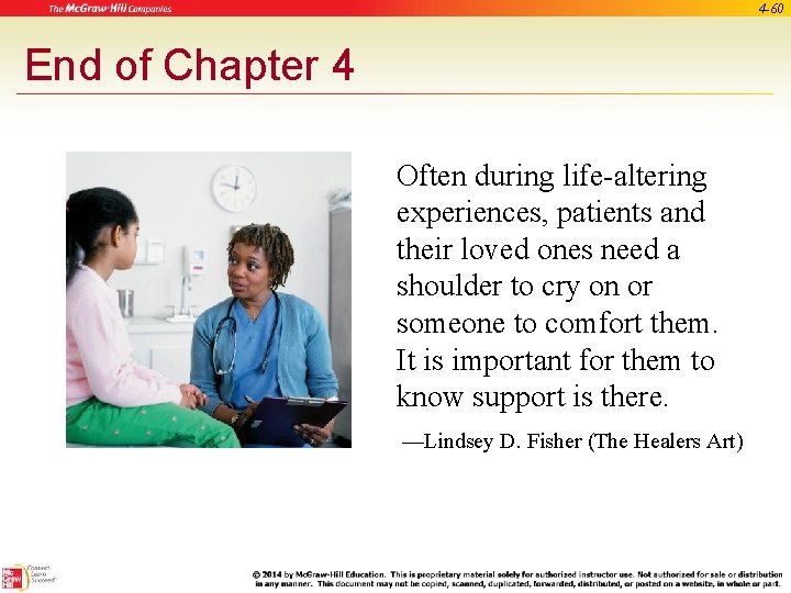 4 -60 End of Chapter 4 Often during life-altering experiences, patients and their loved